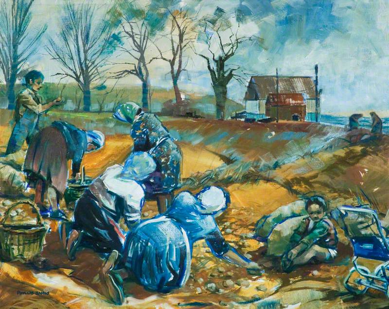 Potato Pickers near Melton, Leicestershire