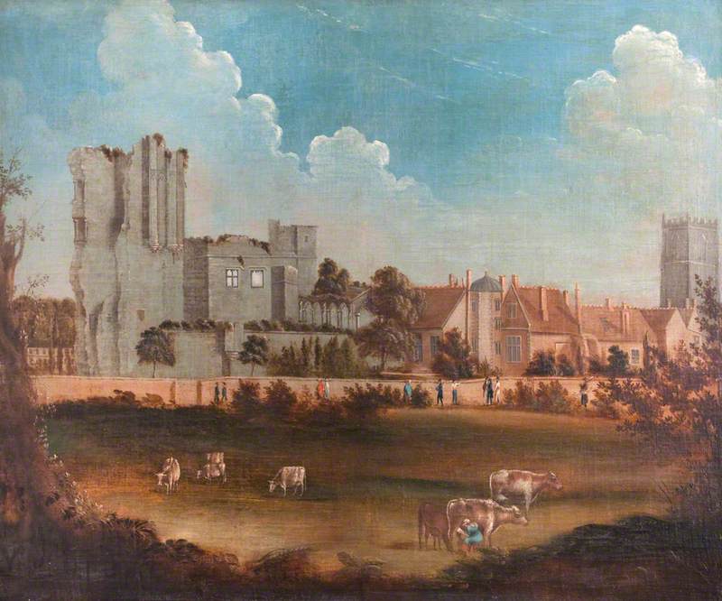 View of Ashby-de-la-Zouch Castle, Leicestershire, with Passers-By