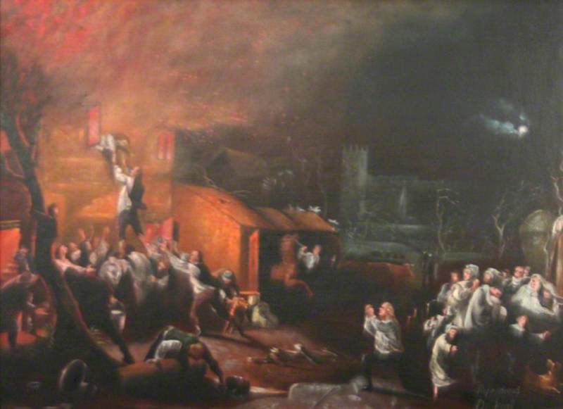 The Epworth Rectory on Fire and the Rescue of John Wesley, Aged 6
