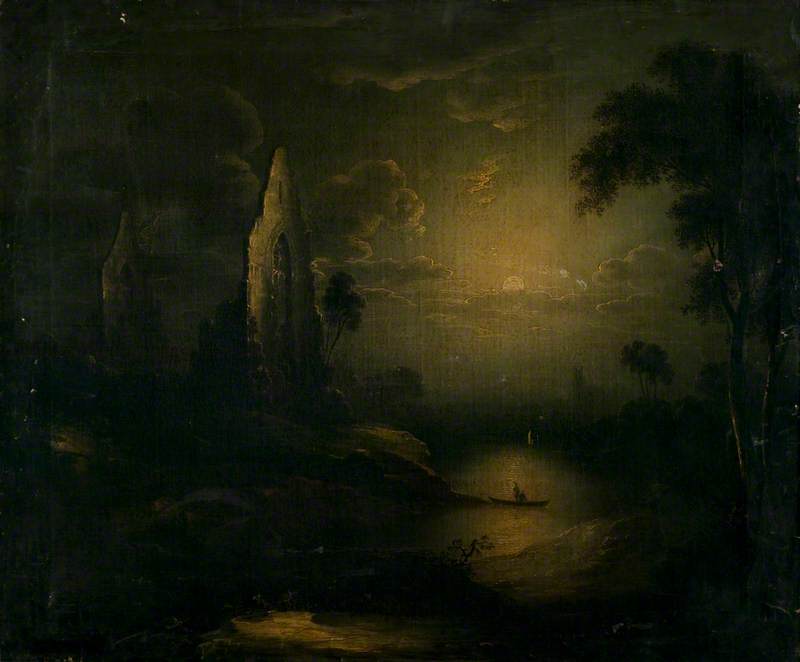 Romantic Landscape, Ruins in the Moonlight
