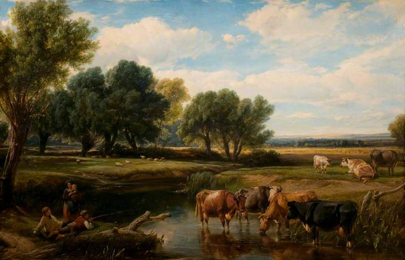 Cattle Watering at a Stream