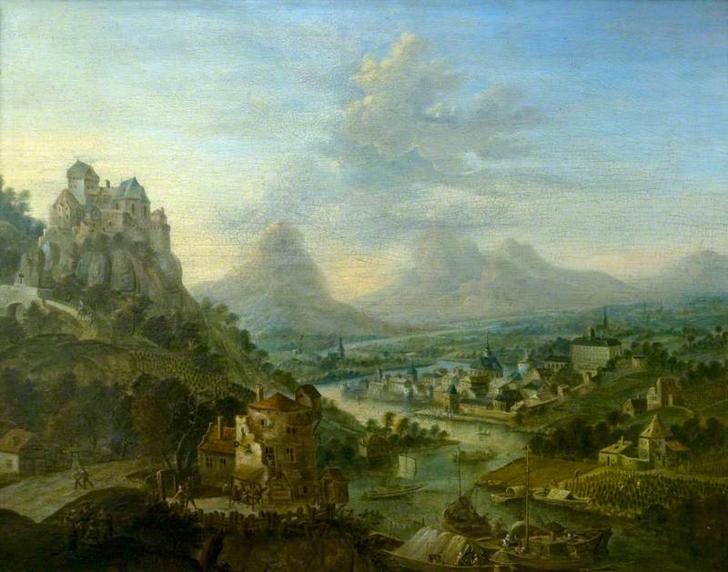 Mountainous Landscape with a River and a Castle