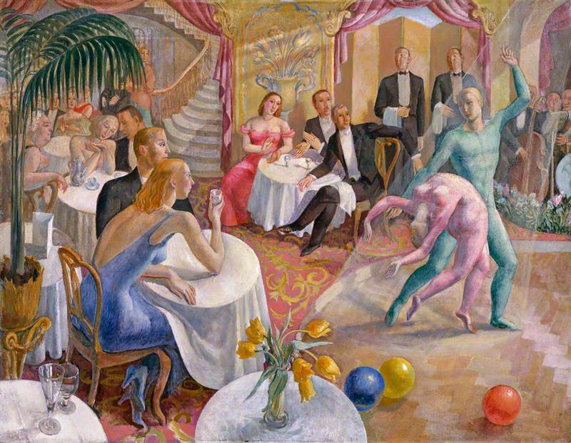 View of an Interior (probably in a café or night club), with a Dance Performance