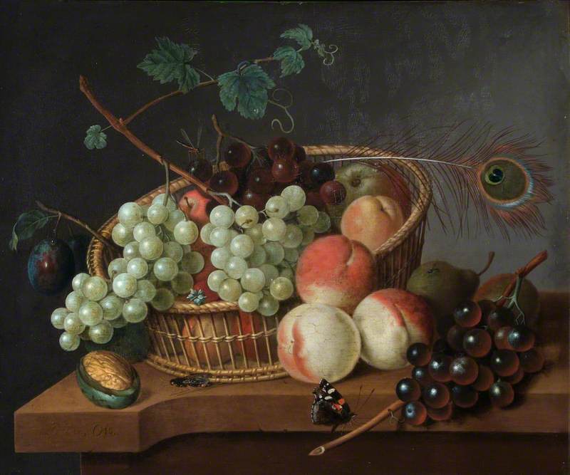 Still Life: Grapes and Peaches in a Basket