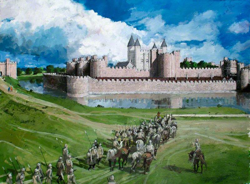 Reconstructed View of the Tower of London, Edward I's Completed Outer Wall, 1300