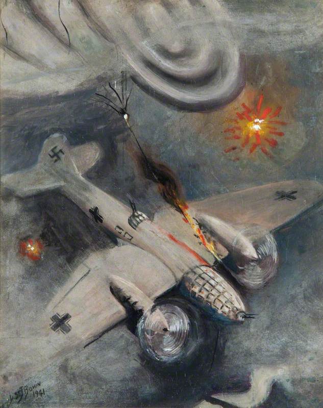 Heinkel 111 Caught in the Balloon Barrage