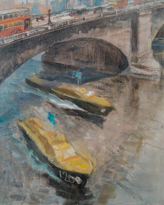 Two RAF Marinecraft Passing below a London Bridge