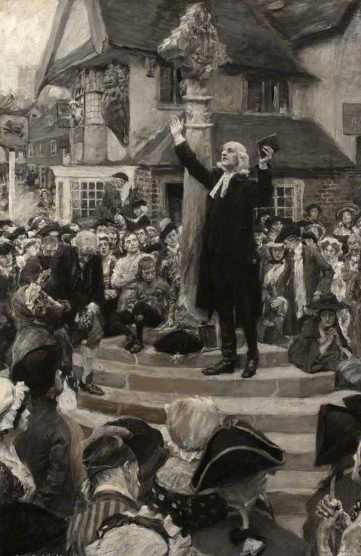 John Wesley Preaching from the Steps of a Market Cross