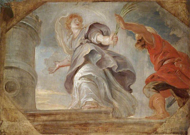 Saint Barbara Fleeing from Her Father