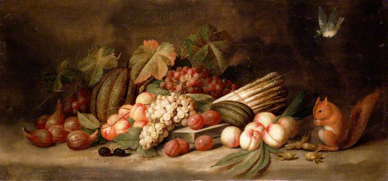 Still Life with Fruit and a Squirrel