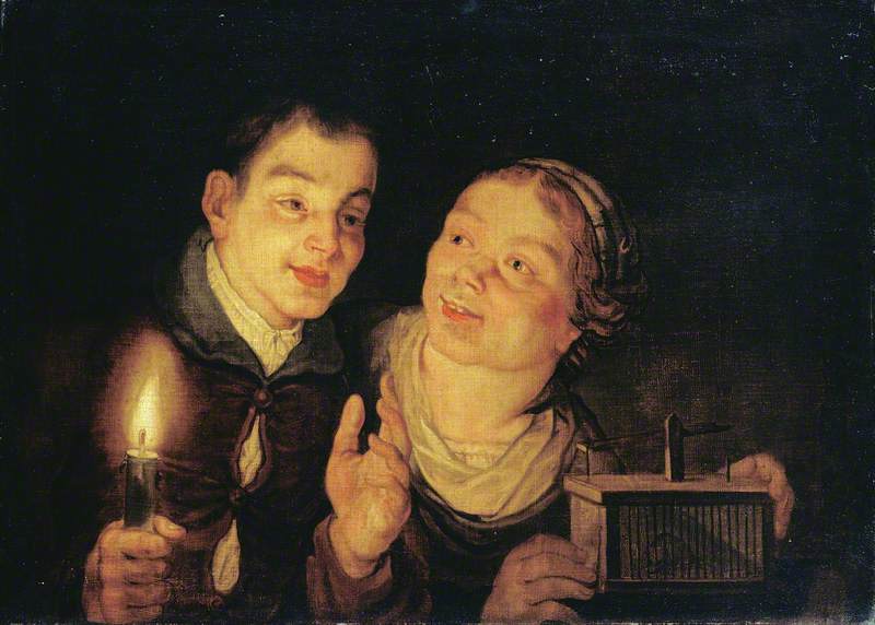 Boy with a Candle and Girl with a Mousetrap