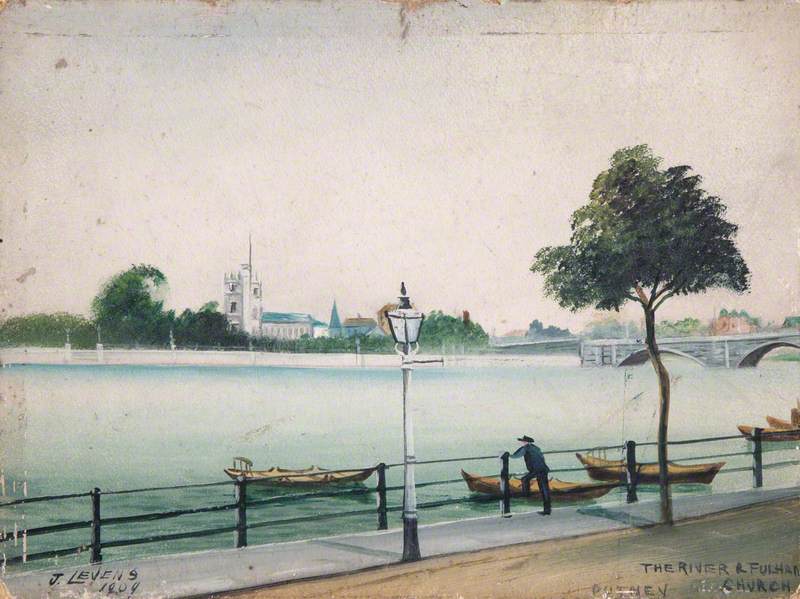 The River and Fulham Church, Putney, London