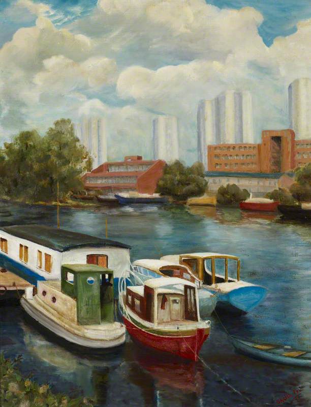 Thames at Brentford with Tower Blocks