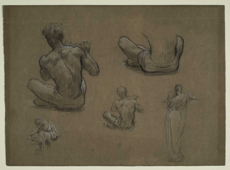Study for 'Idyll': Male Figure Playing a Flute, Female Figures