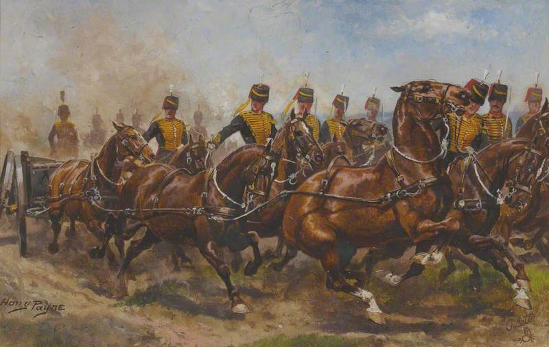A Battery of the Royal Horse Artillery Galloping to a Fresh Position