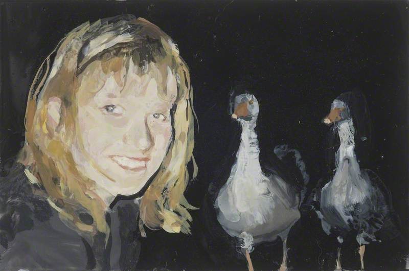 Self Portrait with Two Gossipy Birds