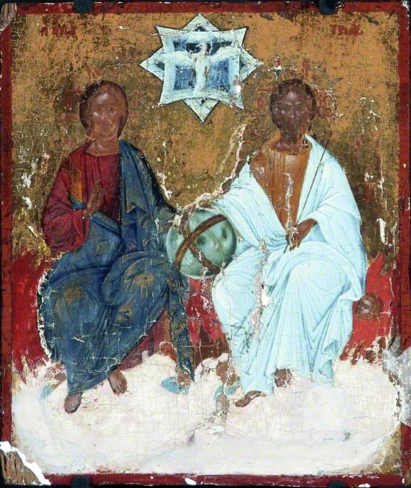 Icon with the New Testament Trinity and Dove