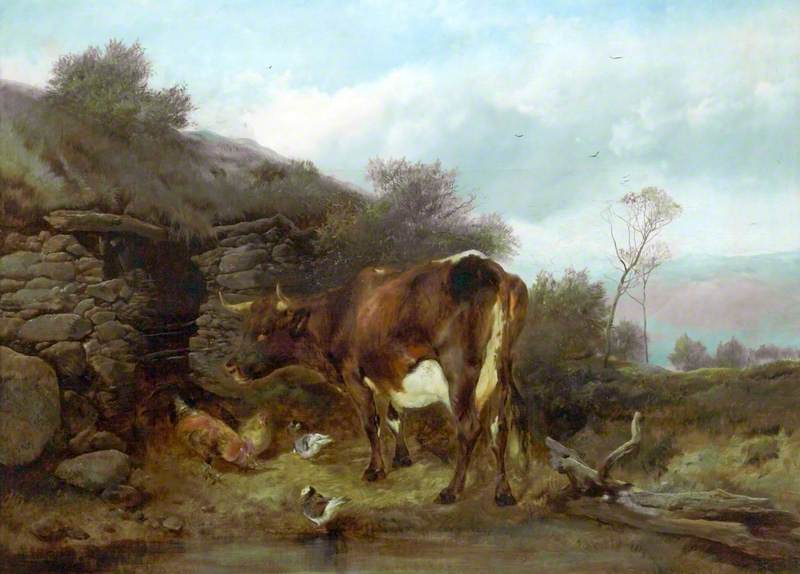 Rural Scene with a Cow and Poultry
