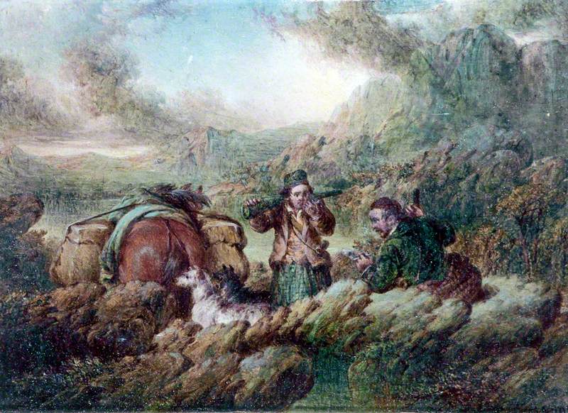 Landscape (Two Men with Dogs and Horses)