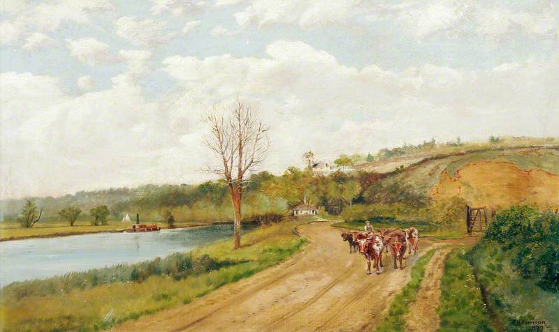 Riverside Scene with Cattle