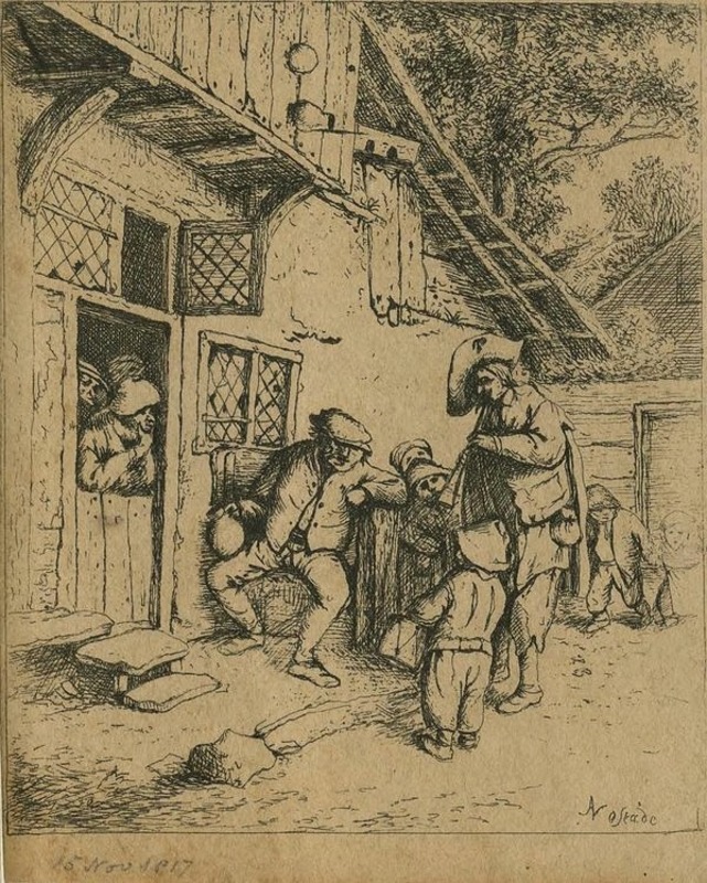 Man Playing a Pipe, outside an Inn