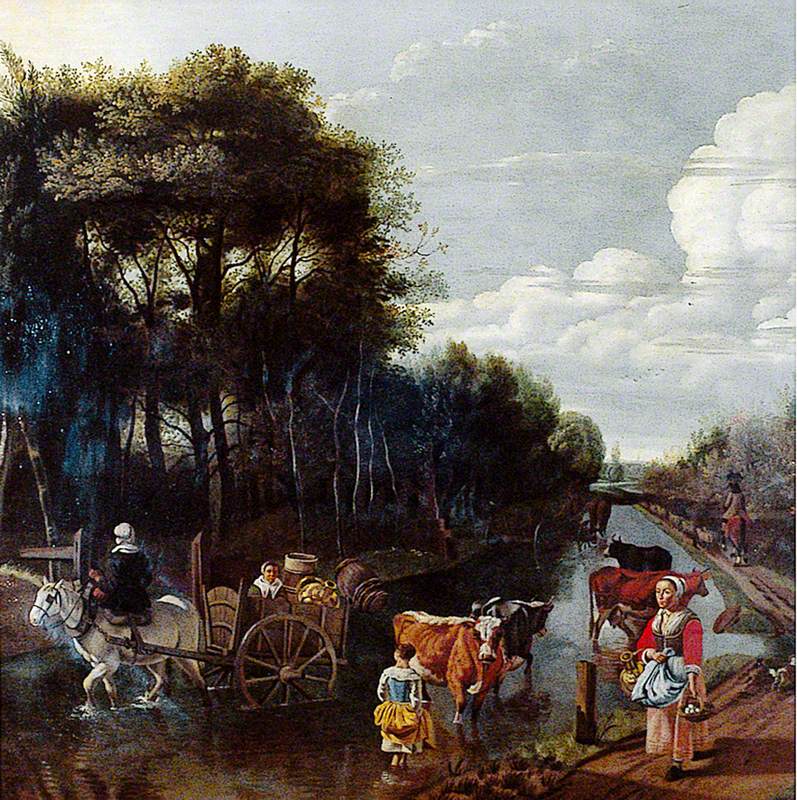 Landscape with a Road, a Cart and Figures