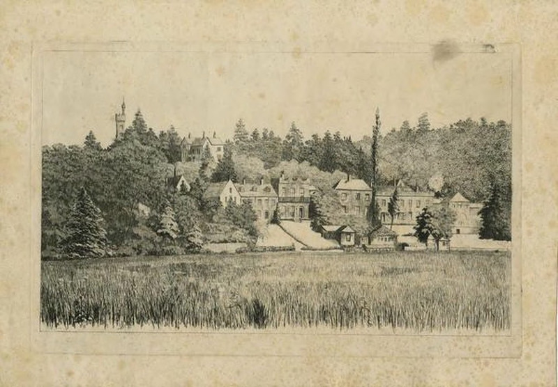 View of Thorpe, showing Pine Banks Tower and house
