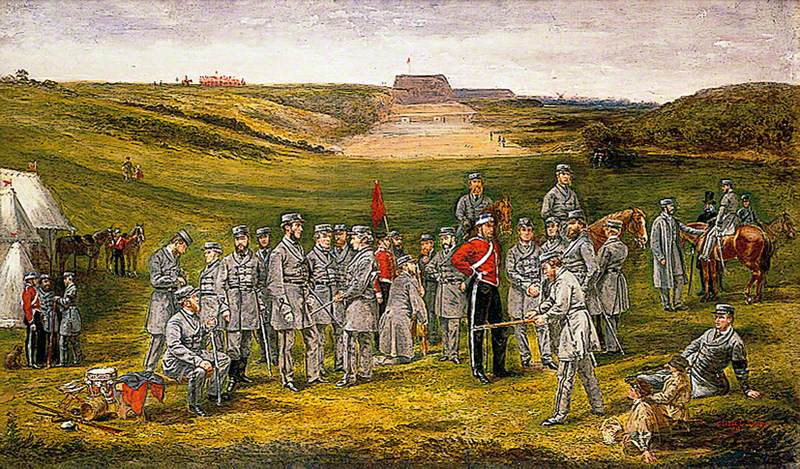 Officers of the 1st City of Norwich Rifle Volunteers, with Their Captain Henry Staniforth Patteson, on the Rifle Range, Mousehold Heath