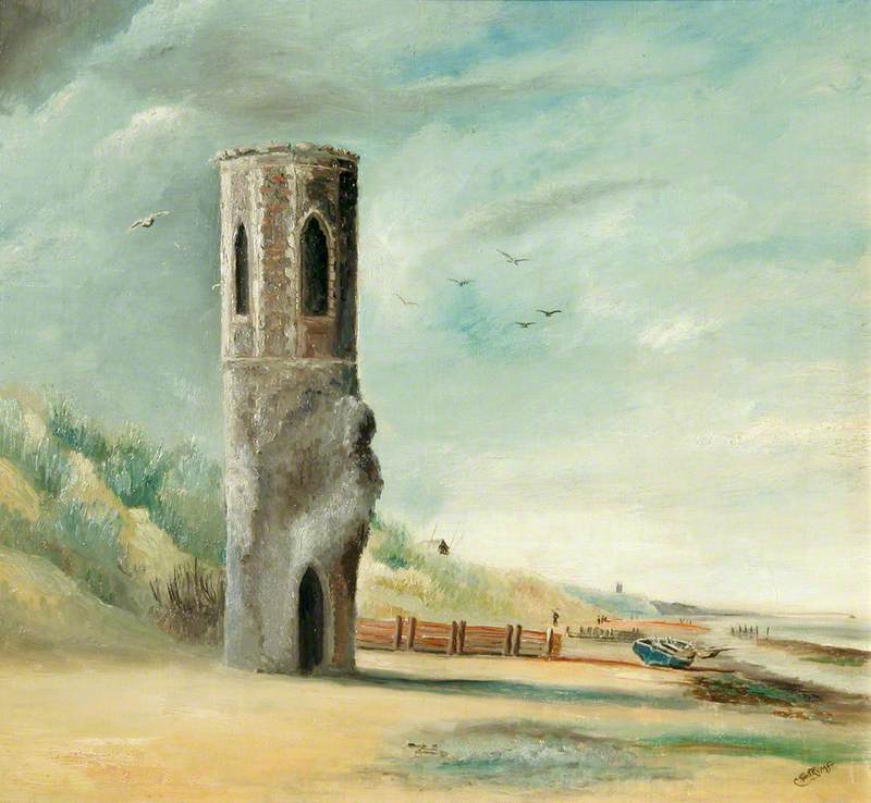 Eccles Church Tower on Beach