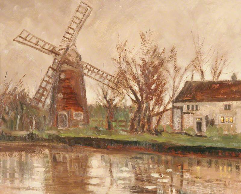 Windmill on River Bank
