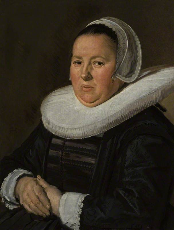 Portrait of a Middle-Aged Woman with Hands Folded