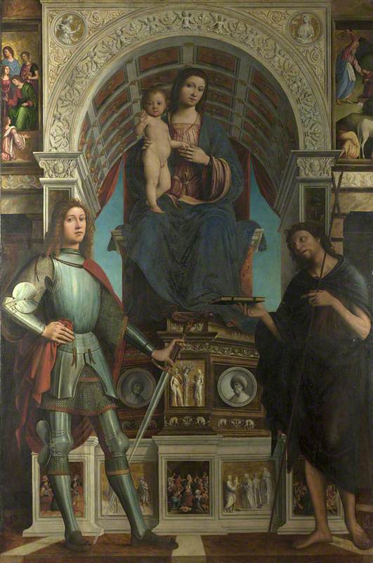 The Virgin and Child Enthroned between a Soldier Saint, and Saint John the Baptist (La Pala Strozzi)