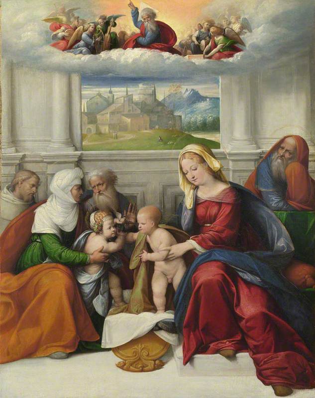 The Holy Family with Saints John the Baptist, Elizabeth, Zacharias and (?) Francis