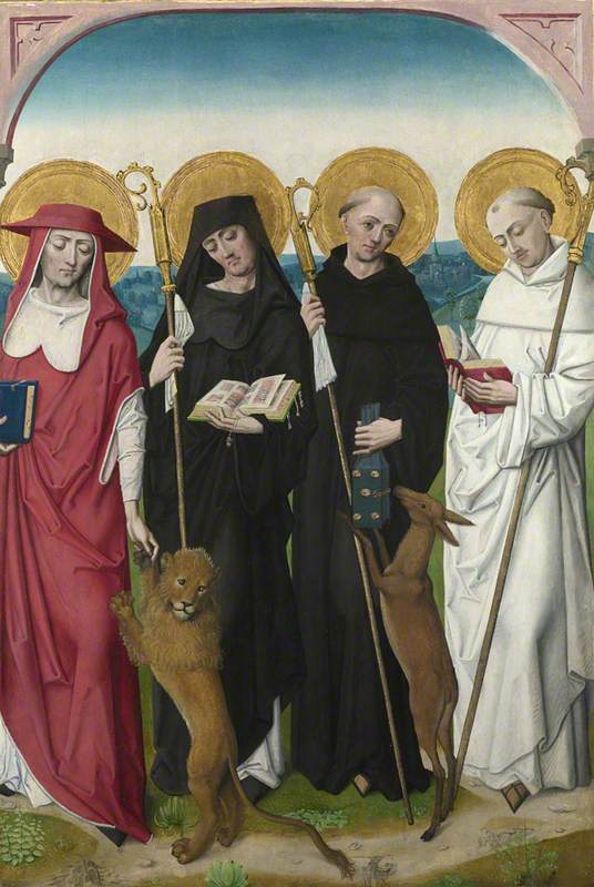 Saints Jerome, Bernard (?), Giles and Benedict (?): Reverse of Right Hand Shutter