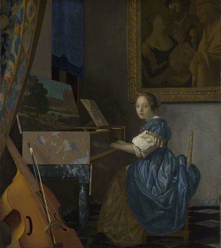 A Young Woman seated at a Virginal