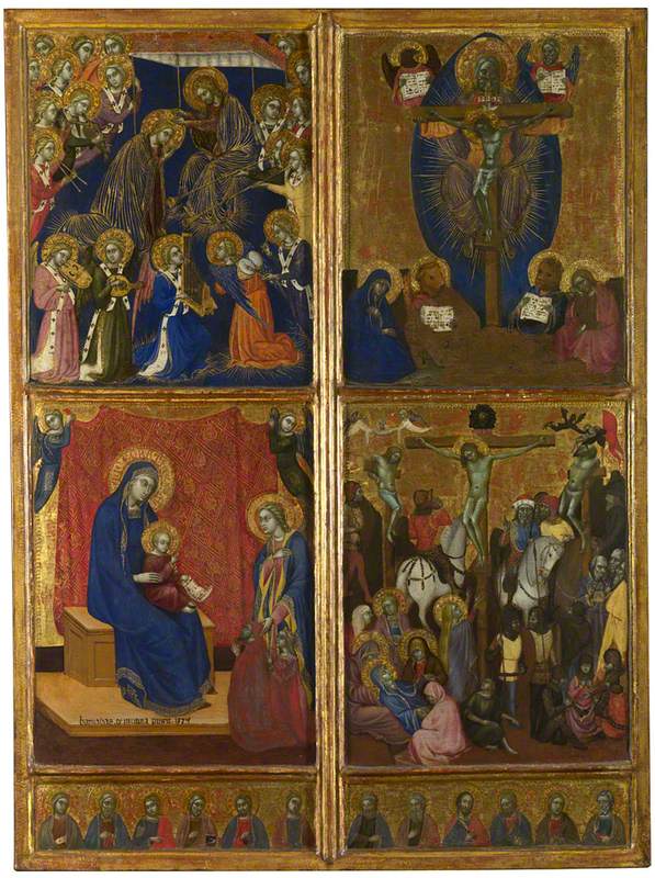 The Coronation of the Virgin; The Trinity; The Virgin and Child; The Crucifixion