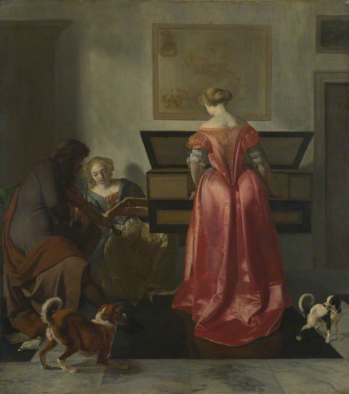 A Woman playing a Virginal, Another singing and a Man playing a Violin