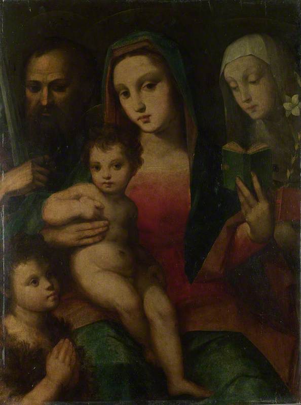 The Madonna and Child with the Infant Baptist (?) and Saints Paul and Catherine of Siena