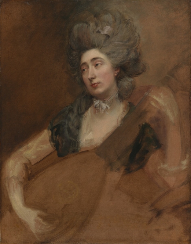 Portrait of Margaret Gainsborough holding a Theorbo