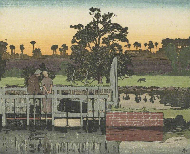 Canal Landscape with Two Figures