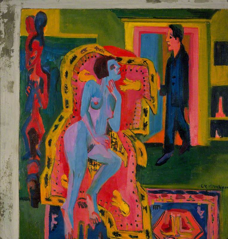 Interieur mit nackter Liegender und Mann (Interior with Nude Woman and Man)