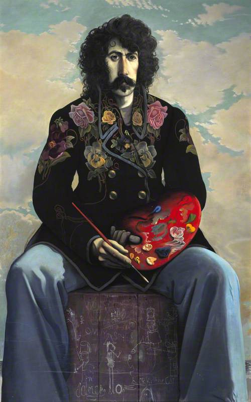 John Patrick Byrne (1940–2023), Artist, Dramatist and Stage Designer, Self Portrait in a Flowered Jacket