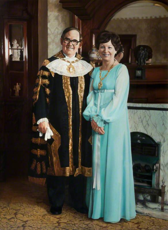 James Stewart and Mrs Stewart, The Right Honorable, The Lord Mayor of Belfast and Lady Mayoress (1977)