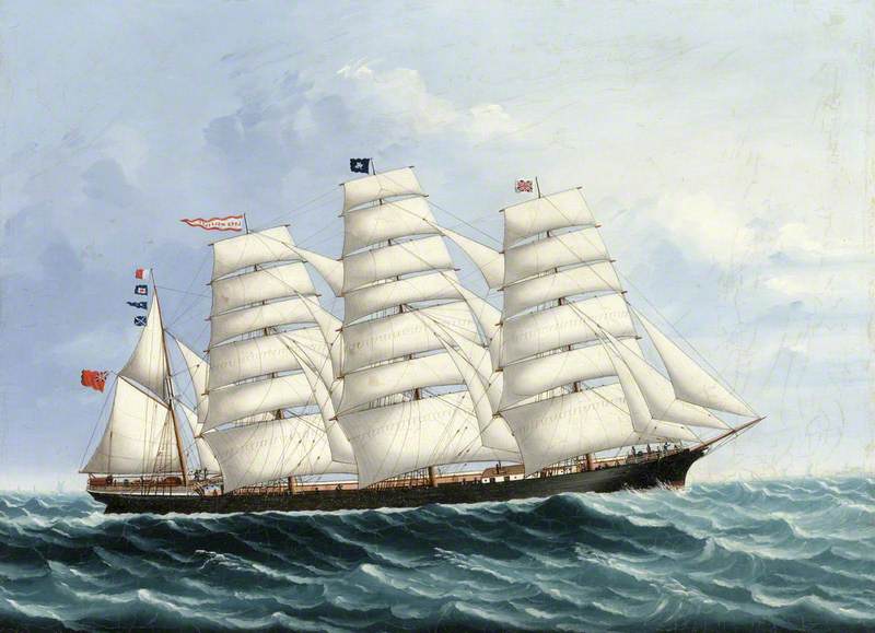 The Four-Masted Schooner 'Lord Wolseley' at Sea, under Full Sail