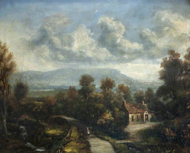 Lagan Scene with Cavehill in Background and Cottage