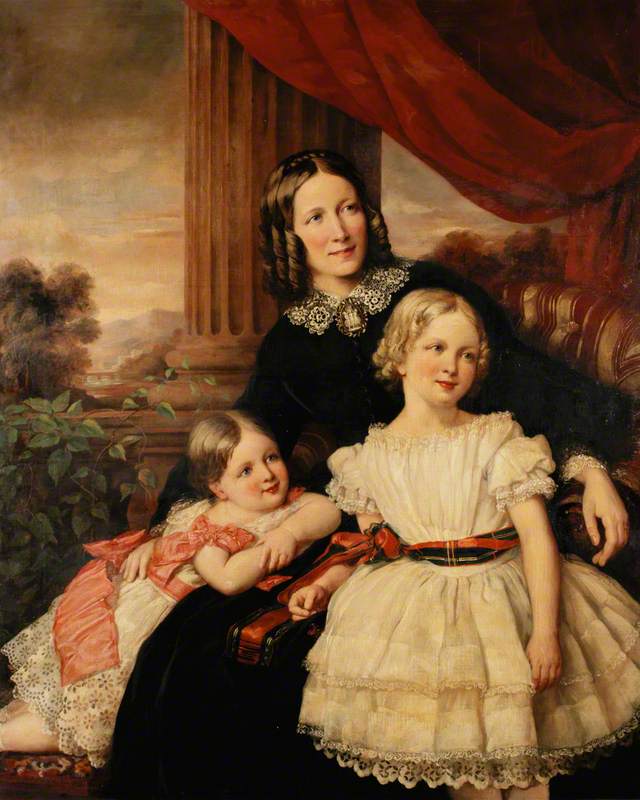 Group Portrait of a Mother and Two Daughters