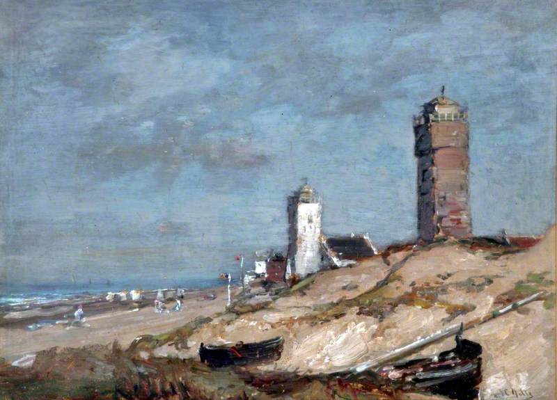 Dutch Coast Scene: The Old Lighthouse and the Andreaskerk at Katwijk aan Zee