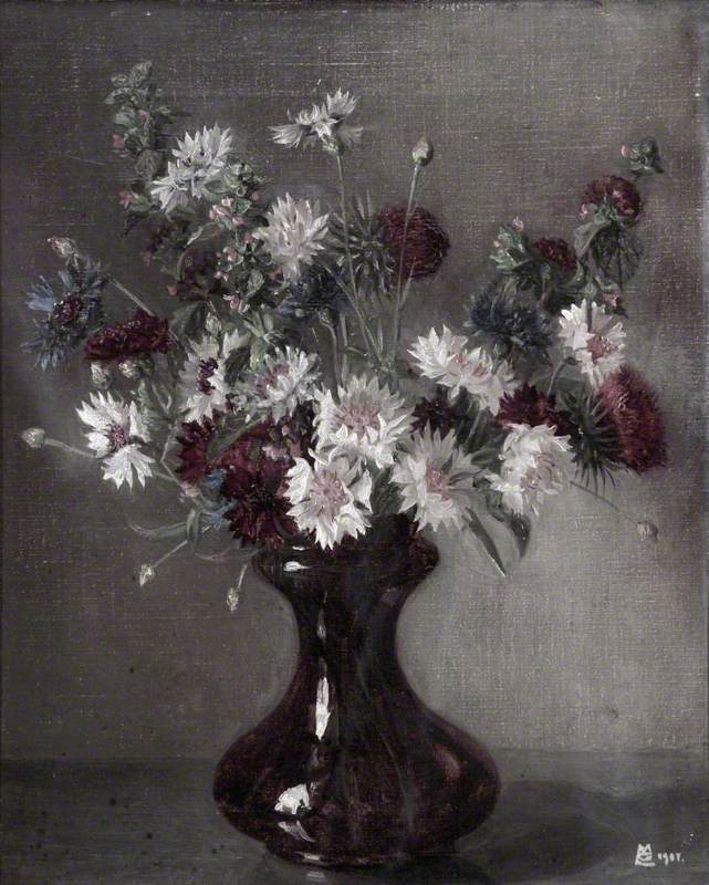 Knapweed, Thistles and Other Flowers in a Vase