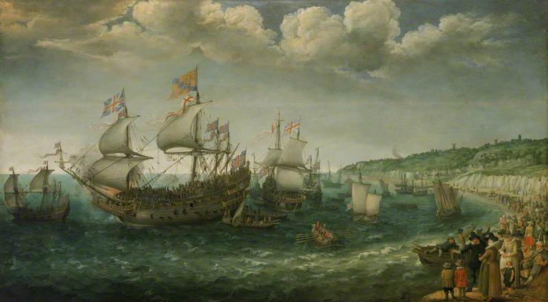 Embarkation of the Elector Palatine in the 'Prince Royal' at Margate, 25 April 1613