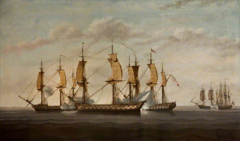 Engagement between Three East Indiamen and Two French Vessels, 8 March 1757